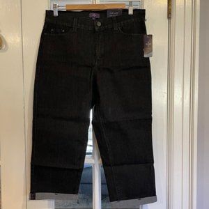 NWT NYDJ black cropped jeans, size 12